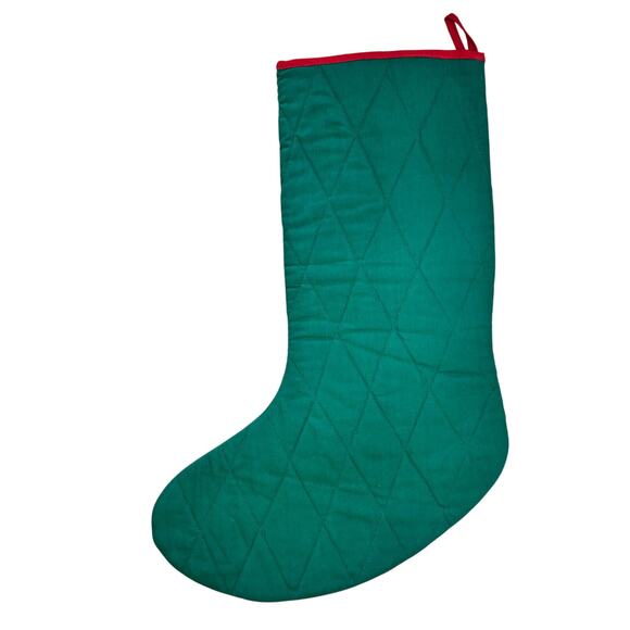 Kurt S. Adler Christmas Stocking Quilted Star Red Green Country Large 19" x 13" - Picture 3 of 3
